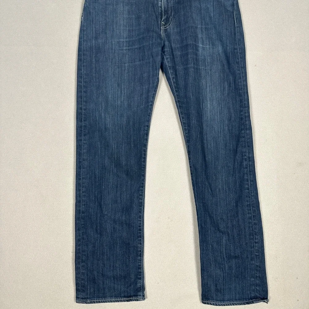 Levis 504 Jeans Mens 36X32 Blue Regular Straight Fit Dark Wash Stretch Denim